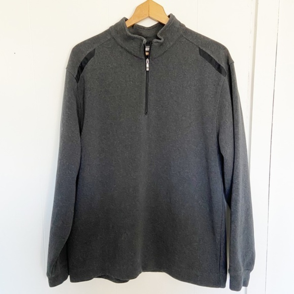 Nike Gold Dri-fit 1/4 zip‎ knit sweater grey size large
